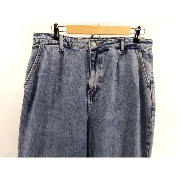 NWT Boohoo Blue Acid Wash Elastic Cuffed Women's Blue Denim Size 10 (34X29) - Picture 4 of 12